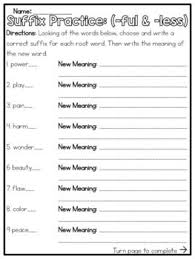 Suffix Practice Ful Less Root Words Suffixes Worksheets Suffix