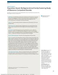 If overlooked or minimized, altering obsessive patterns can be difficult. Pdf Population Based Multigenerational Family Clustering Study Of Obsessive Compulsive Disorder