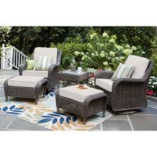 Hampton Bay Cambridge Gray Wicker Outdoor Patio Swivel Rocking Chair With Cushionguard Chalk White Cushions H056 01396100 The Home Depot Patio Furniture Layout Comfortable Patio Furniture Used Outdoor Furniture