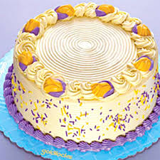 Chocolate chip with cookie dough filling and iced with vanilla buttercream. Creamy Quezo Ube Cake 9 Round Goldilocks