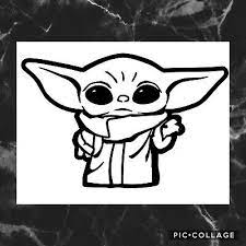 Baby Yoda Black And White Image Google Search Yoda Sticker Yoda Decals Yoda Wallpaper