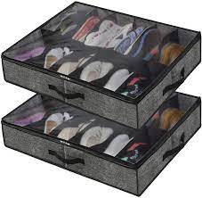 Find the perfect storage & organization solutions at hayneedle, where you can buy online while you explore our room designs and curated looks for tips, ideas & inspiration to help you along the way. Amazon Com Onlyeasy Sturdy Under Bed Shoe Storage Organizer Set Of 2 Fits Total 24 Pairs Underbed Shoes Closet Storage Solution With Clear Window Breathable 29 3 X23 6 X5 9 Linen Like Black Mxaubsb2p Home Kitchen