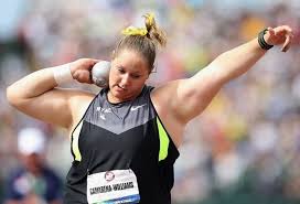 Saunders, who goes by the nickname the hulk, has been wearing a mask that looks like the mouth of the joker in batman.. Photos Of Olympic Track Trials Shot Put Muscle Women Track And Field