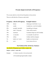 Knowing adverbs of frequency is a great way to be able to further explain a situation within your conversation, as well as adding a whole host of new words to your vocabulary. Adverbs Of Frequency Docx Verb Adverb