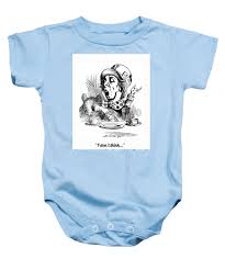 Mad Hatter Art Print With Book Quote Baby Onesie