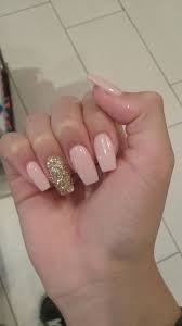 Light Pink With Gold Glitter Nails Light Pink Acrylic Nails Gold Acrylic Nails Glitter Nails Acrylic