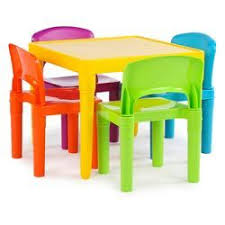 Plastic Table And 4 Chairs Primary Tot Tutors Toddler Table Kids Table And Chairs Kids Chairs
