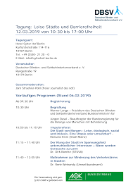 Tagung: Leise Städte und Barrierefreiheit 12.03.2019 von 10:30 bis 17:00 Uhr