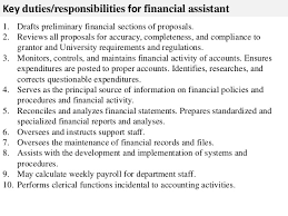 Tailor your resume by picking relevant responsibilities from. Financial Assistant Job Description