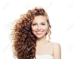Wavy hair can be refined with a burst fade. Happy Smiling Girl With Healthy Skin And Perfect Wavy Hair Isolated Stock Photo Picture And Royalty Free Image Image 112746166