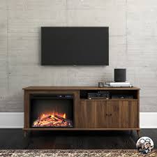 Do you think tv stand with electric fireplace insert looks nice? Queer Eye Farnsworth Mid Century Fireplace Tv Stand For Tvs Up To 65 Walnut Walmart Com Walmart Com