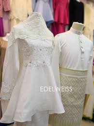 Set Sedondon Baju Kurung Peplum Dan Baju Melayu Putih Gaun Gaun Pengantin Pengantin