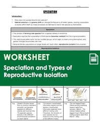 A 3 Page Worksheet That Covers The Basic Evolutionary Concepts Of Speciation And Including The 3 Ways That The Isolation Teaching Biology Evolution Isolation