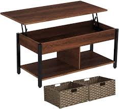 Clever storage ideas can help get the most out of any small space. Buy Rolanstar Lift Top Coffee Table With Storage And Rattan Baskets Rustic Wood Raisable Top Central Table For Living Room Hidden Compartment Shelf Tabletop And Metal Frame Espresso Online In Turkey B08qjktrx1