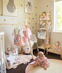 Kmart Styling Different Way Of Doing Gold Dots Somewhere In The Middle Of The Two Styles I Like Baby Girl Nursery Room Girl Room Baby Decor