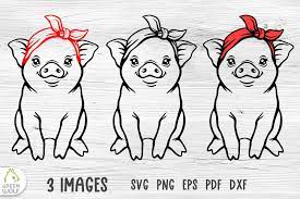 Download Pig With Bandana Svg Pig Svg Farm Animals Svg Farmhouse Svg 1003568 Cut Files Design Bundles