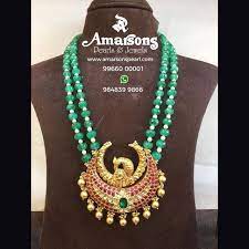 Emerald Beads Haram By Amarsons Jewels Black Beaded Jewelry Gold Jewelry Fashion Antique Jewelry Indian