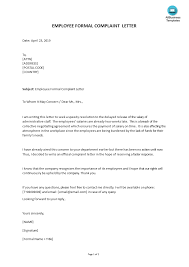 Formal Complaint About Delayed Salaryemployee Templates At Throughout Formal Letter Of Complaint To Employer Template 10 In 2020 Lettering Templates Letter Templates