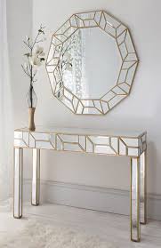 Geometria Gold Mirrored Console Table Mirror Set Mirror Wall Framed Mirror Wall Mirrored Console Table