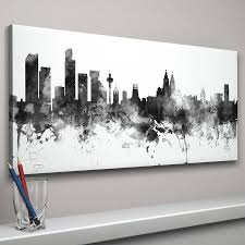 Black And White Liverpool Skyline Art Liverpool Skyline Cityscape Black And White Liverpool Skyline Cityscape Art Skyline Art