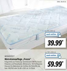Bei lidl bestellen lidl boxspringbett sungarden newcastle. Meradiso Matratzenauflage Freeze Angebot Bei Lidl