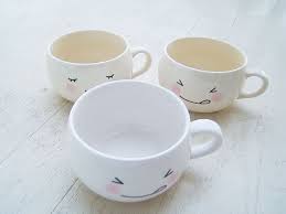 A nice cup of coffee goes great with a face. White Kawaii Cute Face Mug Cup Fuwa By Icecream Drops Via Flickr Mugs Cute Mugs Face Mug