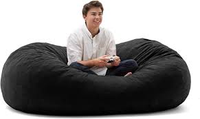 Amazon Com Big Joe Xl Fuf Black Onyx Comfort Suede Foam Filled Bean Bag Furniture Decor