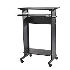 If you never sit down then you may opt for a rolling desk that does. Homcom 30 Rolling Standing Desk Mobile Podium Computer Workstation With Slide Out Keyboard Shelves Review Computer Workstation Standing Work Station Desk