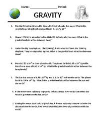 Professors patterson hume and donald ivey as inhabitants of planet x describe the process by which. Gravity Worksheet Newton S Law Of Universal Gravitation Tpt