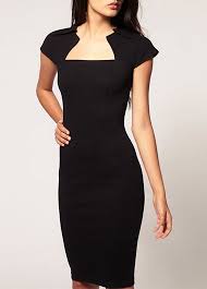 Elegant Square Collar Cap Sleeve Sheath Dress Black Vestidos Vintage Vestidos Vestidos Casuais