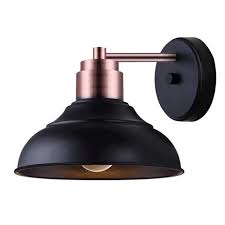 Patriot Lighting Galent 9 Small Black 1 Light Outdoor Wall Light W Copper Accent Arm Walmart Com Walmart Com