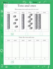 The numbers from 11 to 19 are composed of a ten and few ones. Tens And Ones I Math Practice Worksheet Grade 1 Teachervision