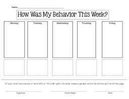 Weekly Behavior Chart Red Yellow Green Lights