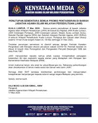 Senarai perkhidmatan khidmat nasihat di malaysia. Kenyataan Media Penutupan Sementara Jabatan Agama Islam Wilayah Persekutuan Jawi Facebook