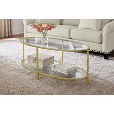 Home Decorators Collection Bella Oval Gold Leaf Metal And Glass Coffee Table 46 In W X 18 In H V183102xxa Np The Home Depot In 2020 Table Decor Living Room Living Room