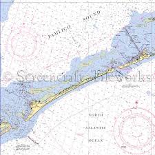 North Carolina Hatteras To Ocracoke Nautical Chart Decor
