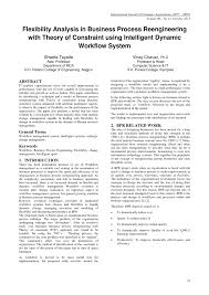 Pdf Flexibility Analysis In Business Process Reengineering With Theory Of Constraint Using Intelligent Dynamic Workflow System