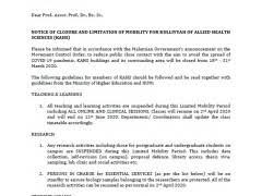 Clinical experience is correlated with classroom and laboratory duties. Notice Of Closure And Limitation Of Mobility For Kulliyyah Of Allied Health Sciences Kahs