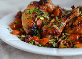 Sweet Spicy Roast Chicken With Carrots Dates Pistachios Once Upon A Chef Recipe Spicy Roast Chicken Roast Chicken Dinner Sweet And Spicy