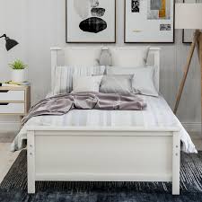 Clearance from floor to underside of bed: Twin Bed Frame Modern Wood Platform Bed Frame With Headboard And Footboard Heavy Duty Upholstered Twin Bed Frame With Soild Wood Slat Support For Adults Teens Children No Box Spring Needed I8837