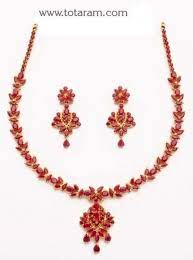 22 Karat Gold Ruby Necklace Drop Earrings Set 235 Gs1219 Buy This Latest Indian Gold Jewelry Desig Gold Ruby Necklace Ruby Necklace Ruby Necklace Designs