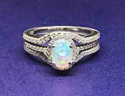 White Opal Ring Royal Fire Opal Ring Opal Ring Wedding Set Cz Etsy Opal Wedding Rings White Opal Ring Vintage Opal Engagement Ring