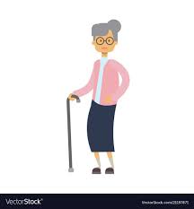 Old Woman Walking With Stick Full Length Grandmother On White Background Cute Grandma Tree Of Genus Happy Family Conce Cartoon Design People Walking Png Olds
