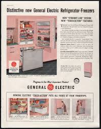 1957 General Electric Ge Pink Straight Line Refrigerator Ad Pink Retro Kitchen Straight Line Designs Refrigerator Freezer Retro Kitchen
