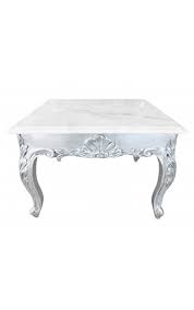 Buy online and pick up today! Square Coffee Table Baroque Style Wood Silvered With Leaf And White Marble Top