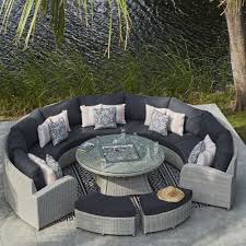 Arc 19 Half Moon Sofa With Coffee Gas Fire Pit Table Corner Sofa Modern Curved Patio Gas Firepit
