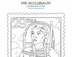 Color in this picture of sacagawea and share it with image tags: Mr Nussbaum Lewis And Clark United States Postage Stamp Coloring Page