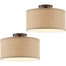 4.2 out of 5 stars. 360 Lighting Rustic Farmhouse Ceiling Light Semi Flush Mount Fixtures Set Of 2 Bronze Burlap Fabric Drum Bedroom Kitchen Hallway Target