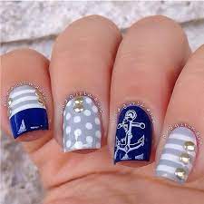 ○ opción nº 2 ○ uñas marineras con fondo azul y franjas diagonales rojas. 49 Ideas De Unas Marineras Unas Decoradas Disenos De Unas Manicura