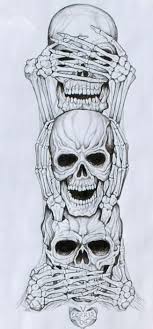 Easy Hear No Evil See No Evil Speak No Evil Drawings No Evil By Vernon Farris Skull Art Skull Tattoos Evil Art